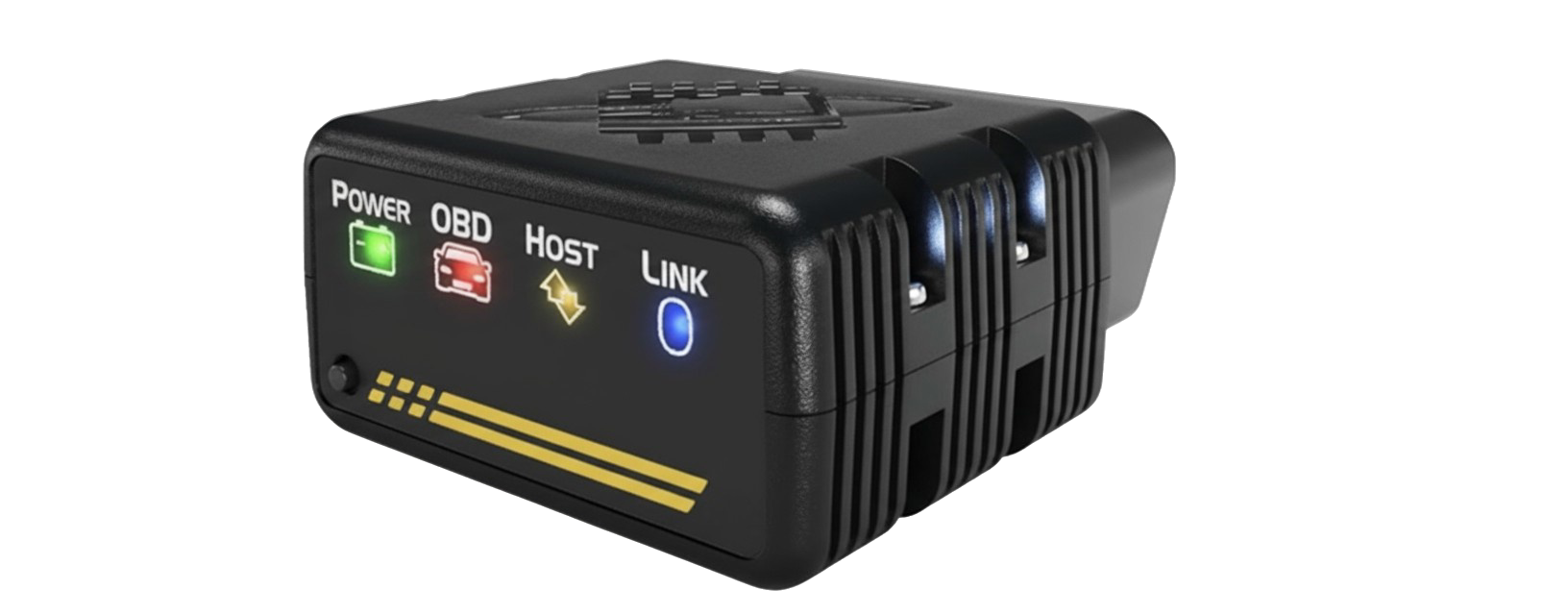 OptiLedger OBD-II enhet för batteritestning av elbilar, kompakt bluetooth-enhet som kopplas till bilens diagnostikport